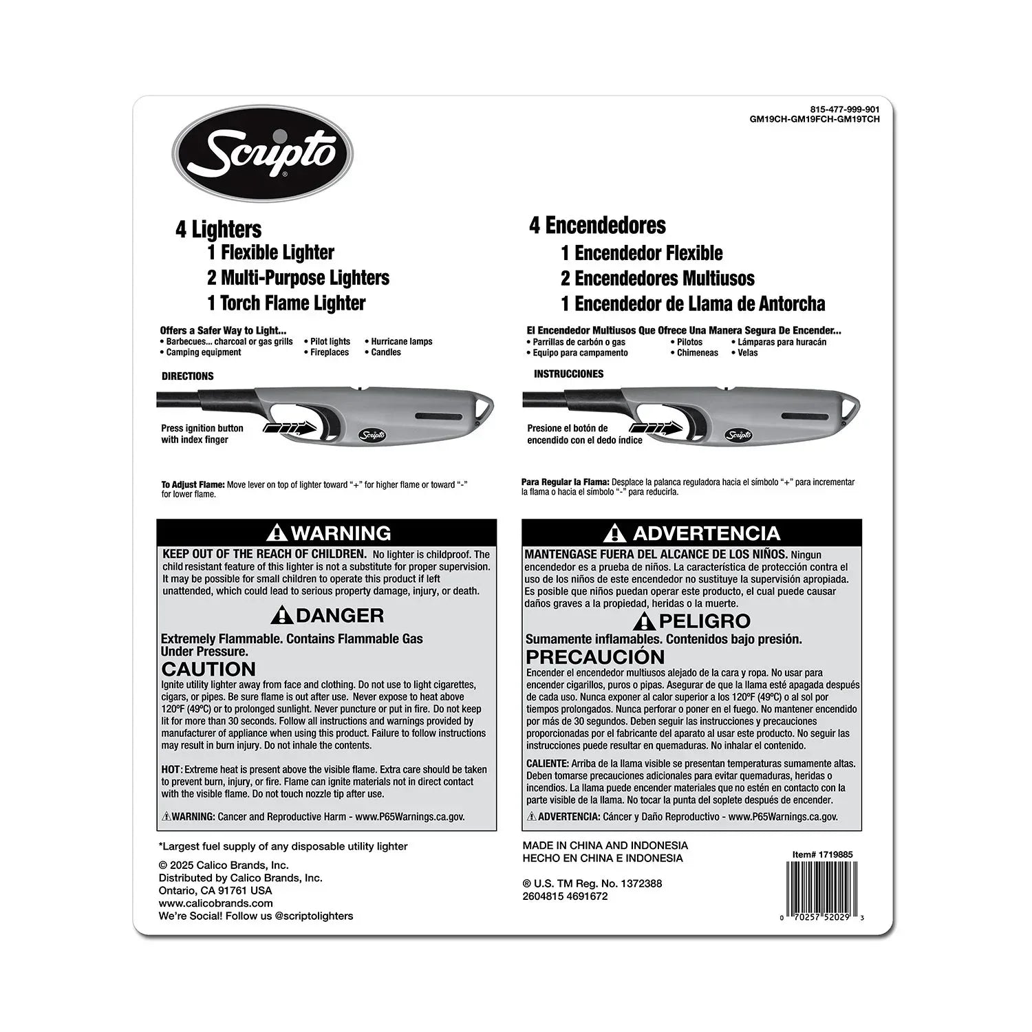 Scripto Aim 'N Flame Multi-Purpose Lighter, 4pk