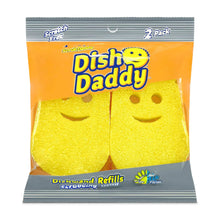 Dish scrub wand refills package with yellow sponge heads, non-scratch