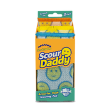 Scrub Daddy Scour Daddy non-scratch scour pads, 3 pack in mixed yellow, orange, blue