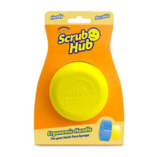 Scrub Hub handheld scrubber with yellow foam sponge and ergonomic handle