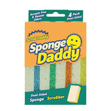 Scrub Daddy dual-sided Sponge Daddy 4-pack with aqua, green, and orange scrubber sides