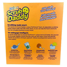 Scrub Daddy scrub sponge set box back with cleaning icons and color code