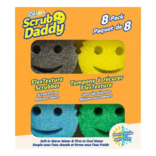Scrub Daddy sponge set, 8-count assorted colored FlexTexture scrubbers in package