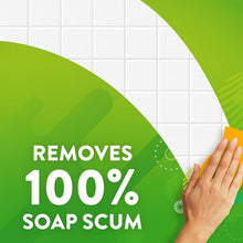 Bathroom cleaner claim panel: removes 100% soap scum