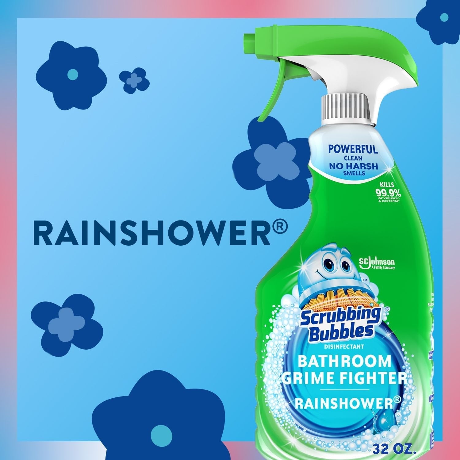 Scrubbing Bubbles Flowers & Showers, Bathroom Grime Fighter Spray, Rainshower, Petal Paradise, and Floral Fusion, 32 oz., 3 pk.
