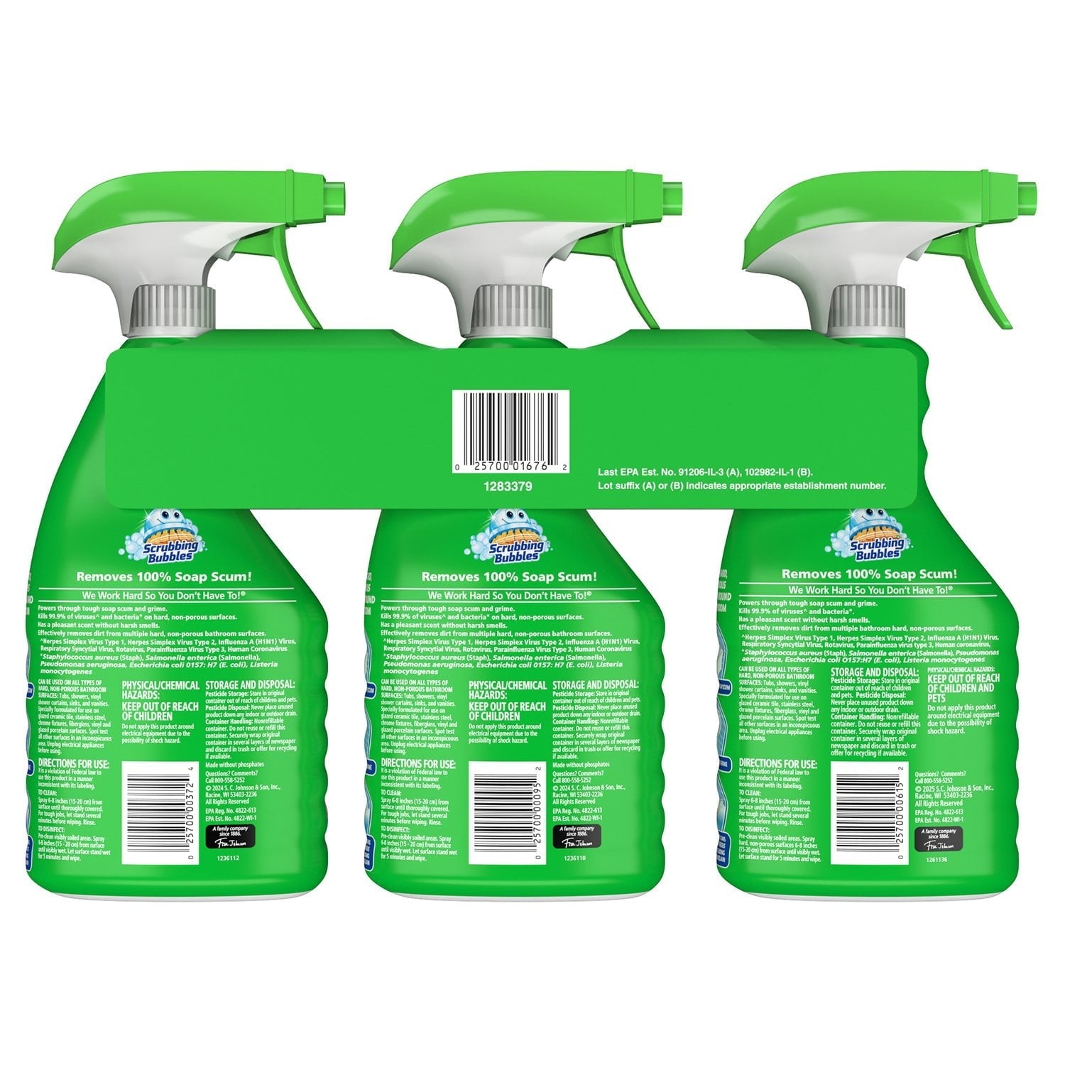Scrubbing Bubbles Flowers & Showers, Bathroom Grime Fighter Spray, Rainshower, Petal Paradise, and Floral Fusion, 32 oz., 3 pk.