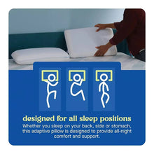 White gel memory foam pillow on bed, side view with curved support
