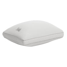 White down-alternative pillow with diamond-quilted base and Sealy logo