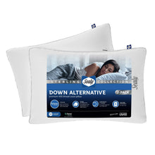 White down-alternative 2-pack pillow set with branded label