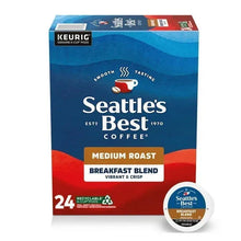 Seattle’s Best Coffee K-Cup pods box, medium roast Breakfast Blend and pod