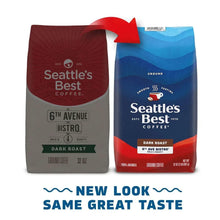 Two ground coffee bags, 6th Ave Bistro dark roast, 32 oz