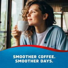 Person holding a cup of dark roast coffee, K-Cup pods marketing design