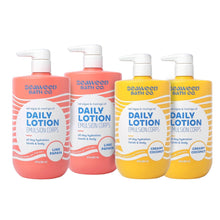 Seaweed Bath Co. body lotion 4-pack with pink and yellow pump bottles