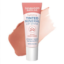 Hydrating tinted mineral lip shine tube, sheer sun-kissed tint, SPF 20
