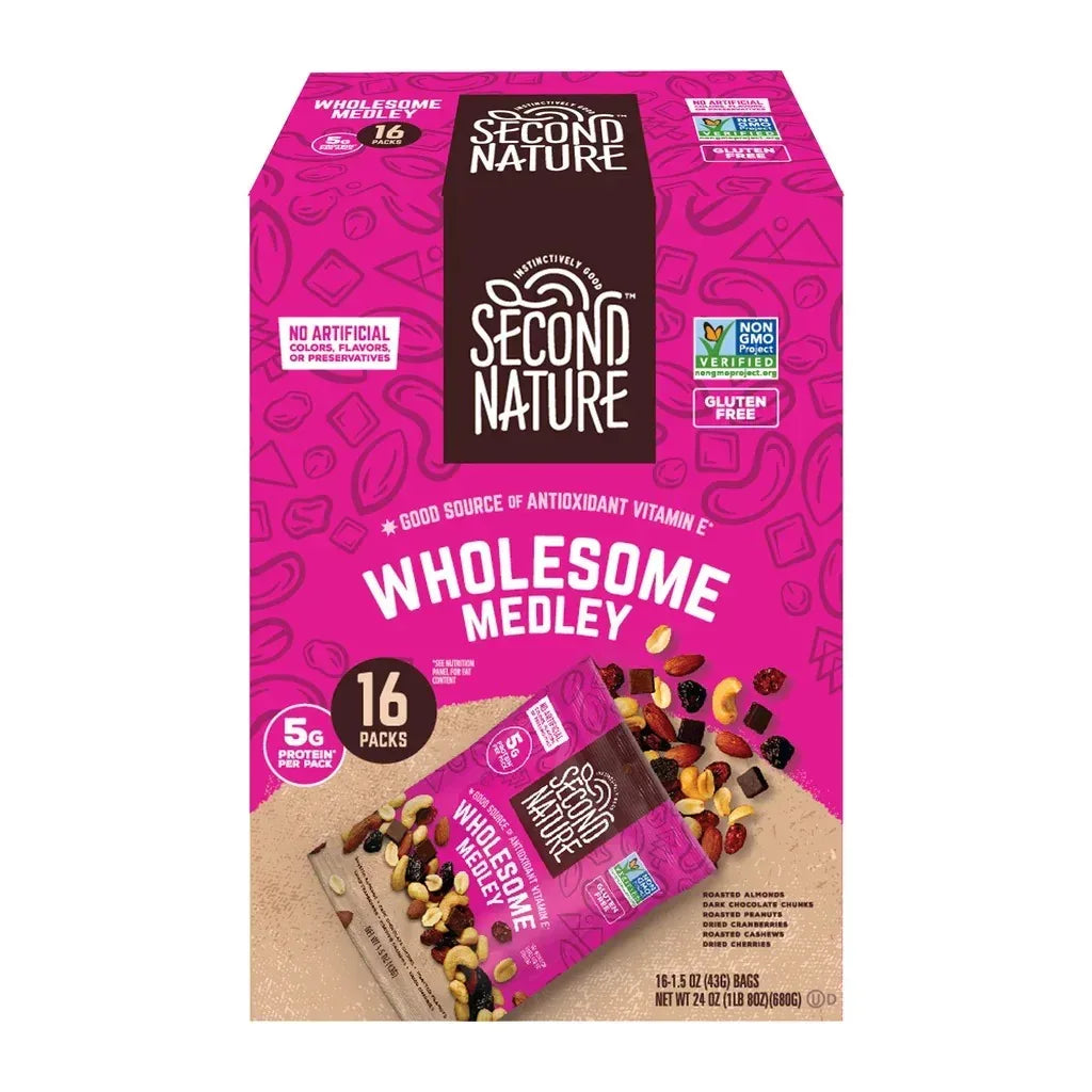 Second Nature Trail Mix, Wholesome Medley, 1.5 oz, 16-count
