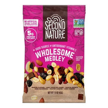 Trail mix bag, Second Nature Wholesome Medley, roasted nuts and chocolate pieces