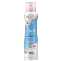 Cherry blossom aluminum-free dry spray deodorant bottle with 48 hr protection