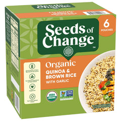 Seeds of Change, Organic Quinoa and Brown Rice with Garlic, 8.5 oz Pouch, 6-Count - USA MEGA SHOP