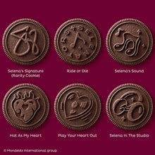 Decorated Oreo cookies assortment with round Selena-themed designs