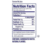 Nutrition Facts label for Polar Seltzer: 0 calories, carbonated water, natural flavors