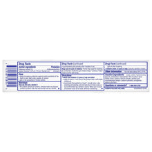 Toothpaste Drug Facts label panel with printed tables and purposes information