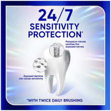 Toothpaste box panel: 24/7 sensitivity protection with twice daily brushing