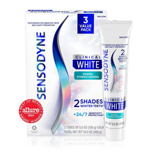 Toothpaste 3-pack of Sensodyne Clinical White tubes for sensitive teeth