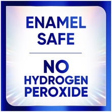 Toothpaste box panel: enamel safe, no hydrogen peroxide