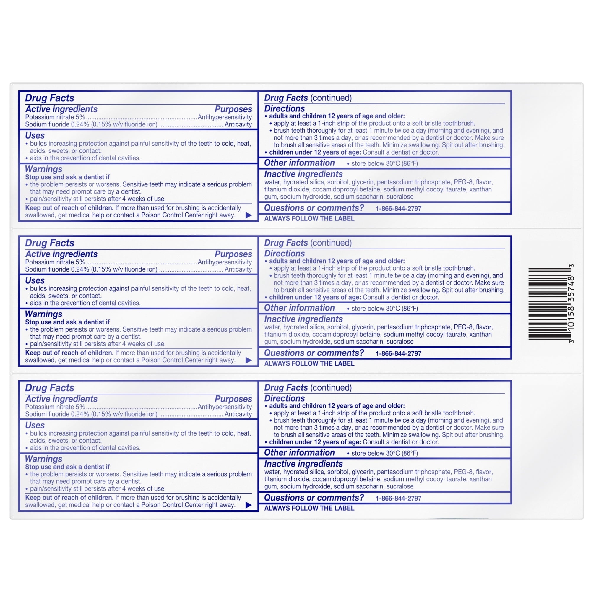 Sensodyne Extra Whitening Sensitive Toothpaste, Mint, 4 Oz, 3 Pack, for Adults