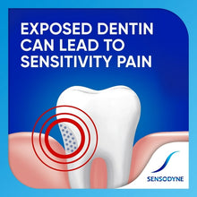 Sensodyne Extra Whitening toothpaste panel with tooth sensitivity icon