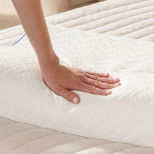 Contour memory foam pillow with quilted white cover, pressed shape support