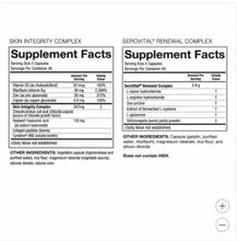 Supplement Facts label for Skin Integrity and Renewal Complexes on supplement box