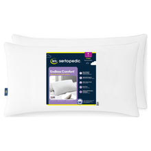 White king bed pillow set, 2 pack, with blue label on corner