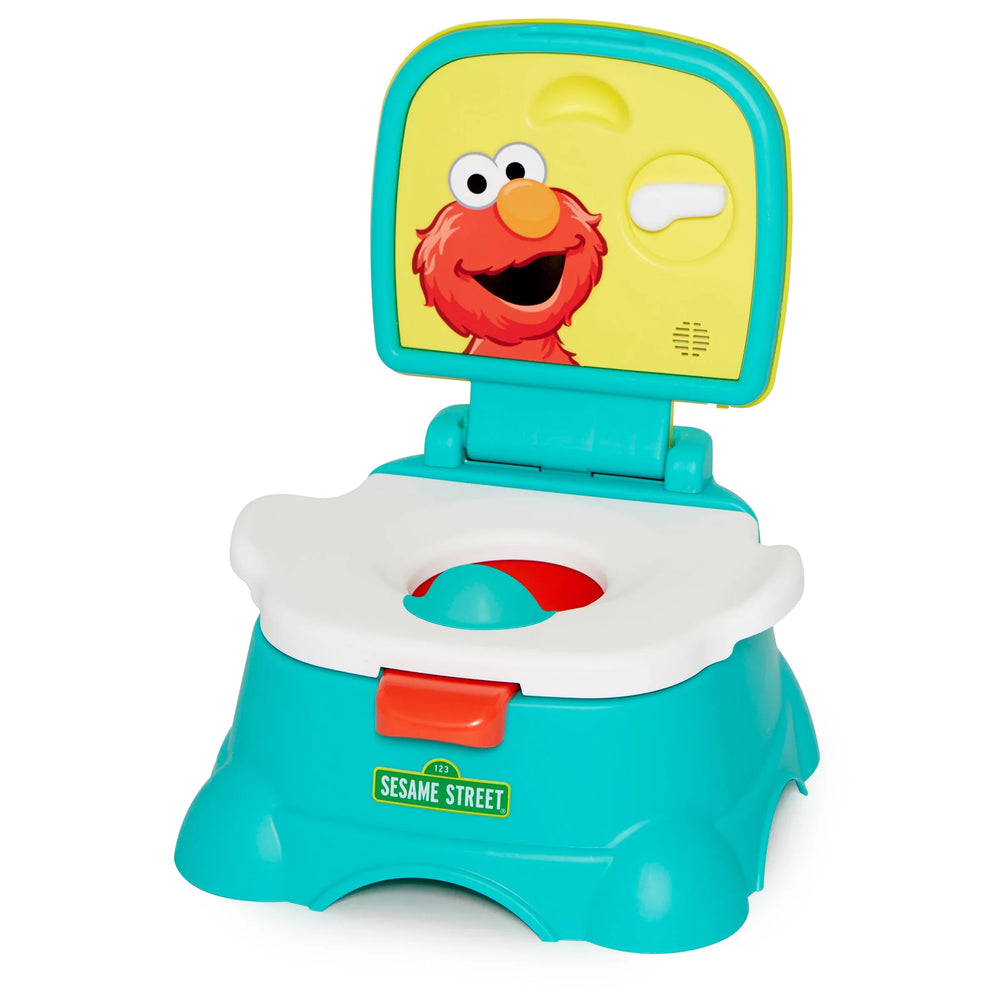 Sesame Street Elmo Hooray 3-in-1 Potty Chair, Toilet Trainer, Step Stool, Flush Handle, Unisex - USA MEGA SHOP