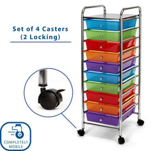 Seville Classics rolling drawer cart with four locking swivel casters and chrome frame
