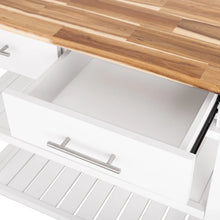 White drawer interior with silver pull handle and slatted shelf base