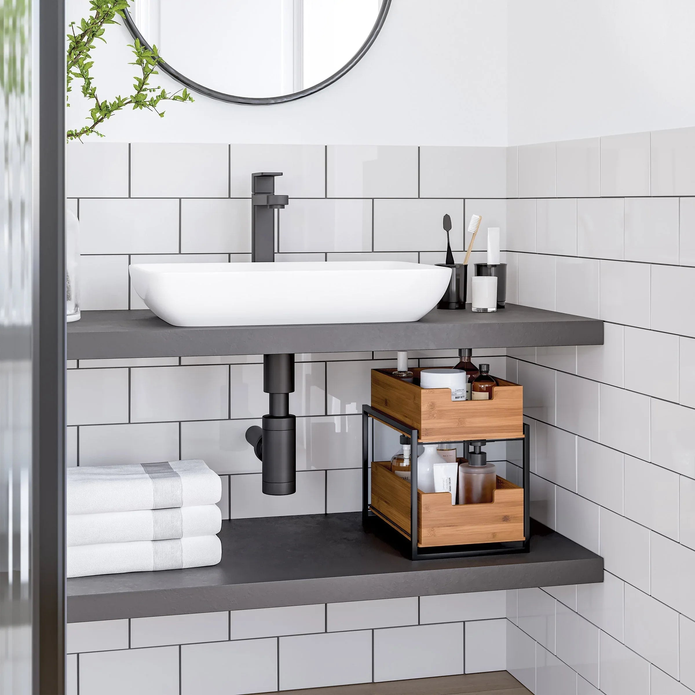Seville Bamboo 2-tier Sliding Drawer Organizer - USA MEGA SHOP