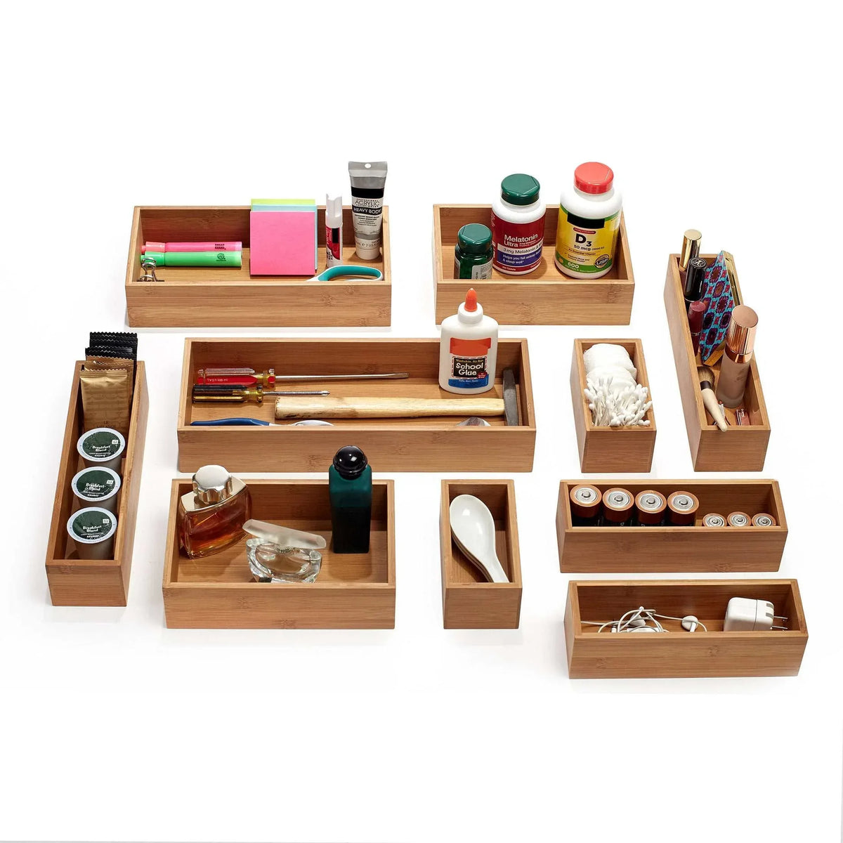 Seville Classics 10-piece Bamboo Storage Box Organizer Set - USA MEGA SHOP