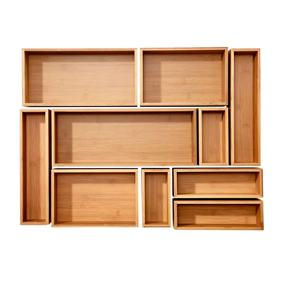 Seville Classics 10-piece Bamboo Storage Box Organizer Set - USA MEGA SHOP