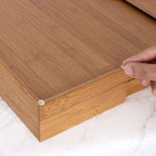 Bamboo drawer organizer insert with side divider and corner end cap