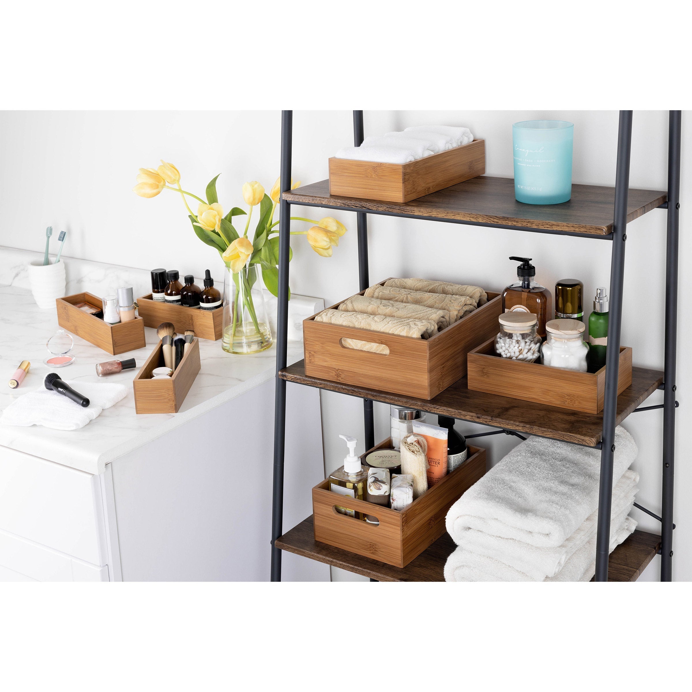 Seville Classics 9-piece Bamboo Organizer Starter Set