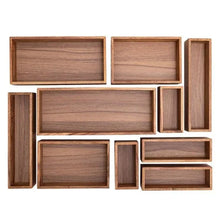 Acacia organizer insert set, 10-piece, featuring assorted rectangular compartments