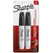 Sharpie Permanent Markers, chisel tip, black ink, 2-pack in blister package