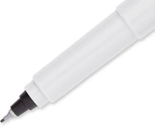 Ultra fine tip marker with black nib in a white barrel