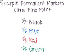 Ultra fine point permanent marker colors: Black, Blue, Red, Green