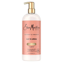Shea Moisture coconut & hibiscus conditioner pump bottle, curl & shine label