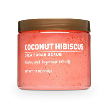 Coconut hibiscus shea sugar scrub jar, pink exfoliating sugar scrub with brown lid