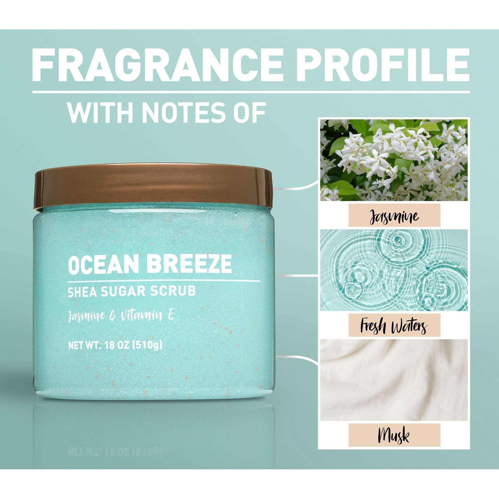 Shea Sugar Scrub, Ocean Breeze, 18 oz (3  pack)