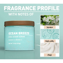 Ocean Breeze sugar scrub jar, turquoise container with brown lid