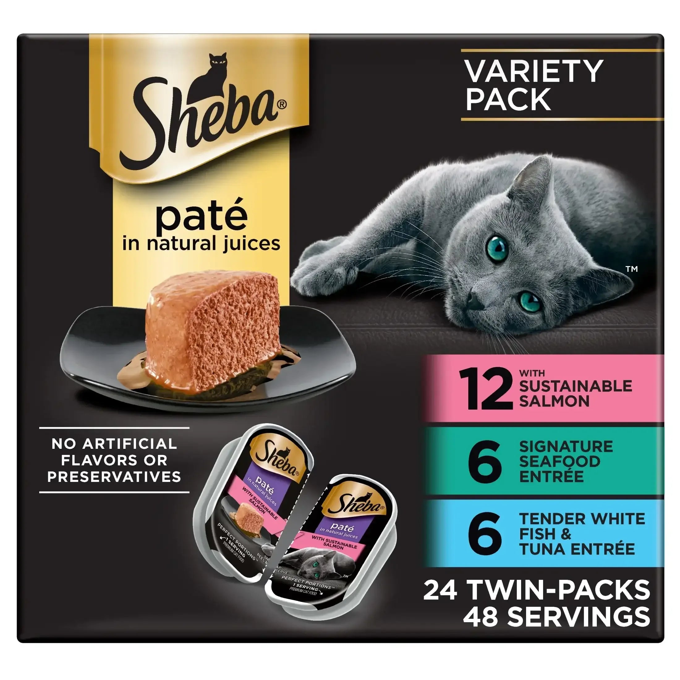 Sheba Perfect Portions Variety Pack Wet Cat Food Pate, 2.6 oz Twin-Pack Trays - USA MEGA SHOP